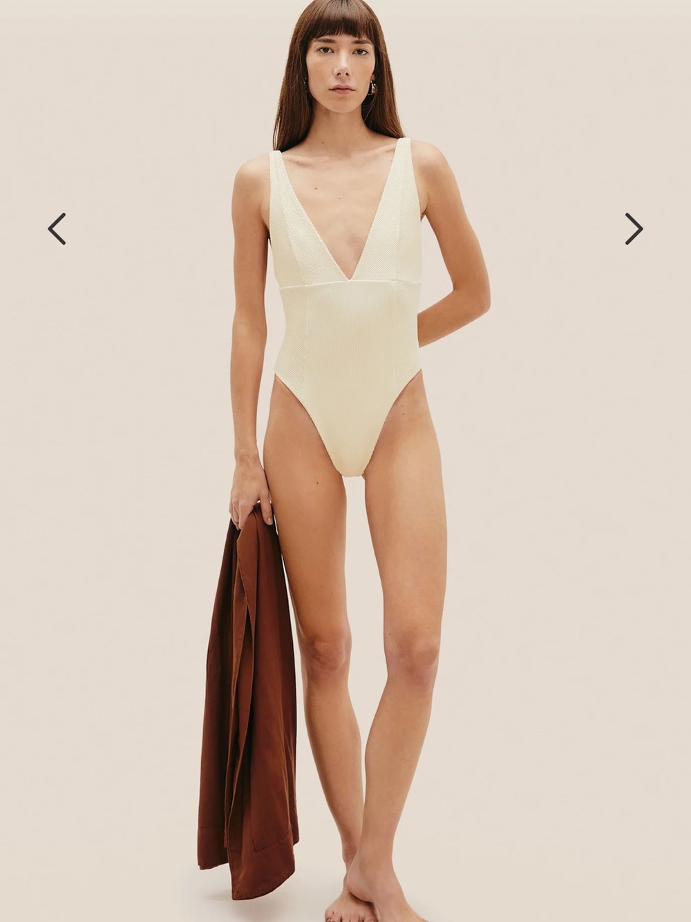 Haight Swimwear Deep V Square Back One-Piece Swimsuit in Olive Green